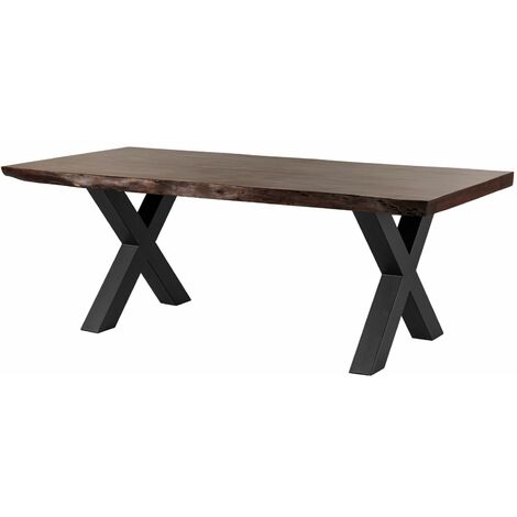 Tavolo da pranzo in legno acacia - laccato marrone / ferro X - antracite mat 180x100x77 FREEFORM 5