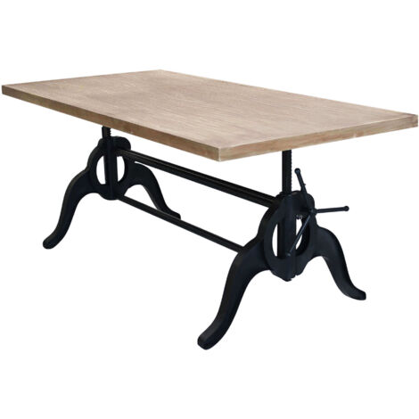 Tavolo da pranzo in legno massello e ferro regolabile in altezza Industrial Style