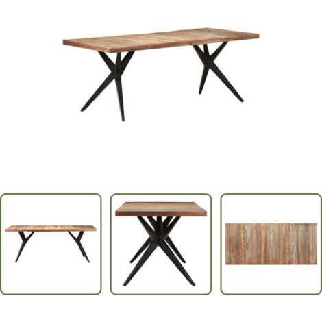 Tavolo da pranzo in legno massello -  Tavolo da Pranzo 200x90x76 cm in Legno Massello di Recupero