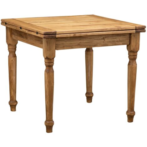 Tavolo da pranzo in legno massello Tavolo quadrato allungabile 90x90 cm Tavolo cucina estensibile Made in Italy Colore noce