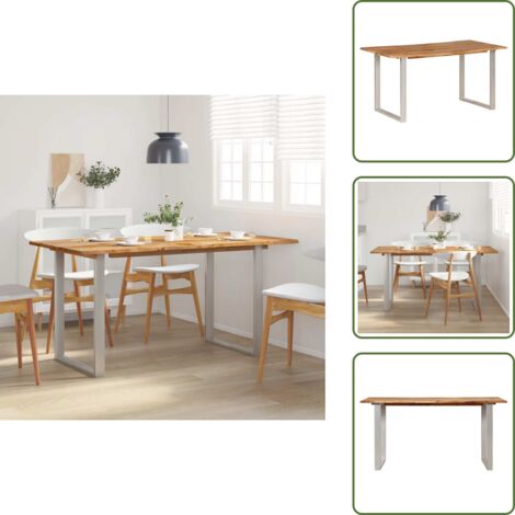 Tavolo da pranzo in legno massello - vidaXL Tavolo da Pranzo 154x80x76 cm in Legno Massello di Acacia -