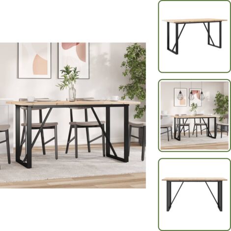 Tavolo da pranzo in legno massello - vidaXL Tavolo da Pranzo Telaio a O 140x80x75,5 cm Legno Pino e Acciaio -