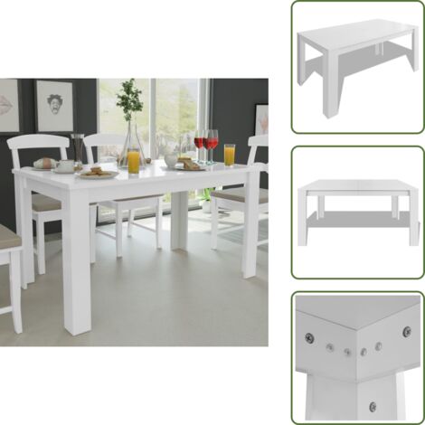 Tavolo da pranzo in legno multistrato - vidaXL Tavolo da Pranzo 140x80x75 cm Bianco -