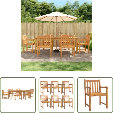 Tavolo da pranzo in legno -  Set da Pranzo da Giardino 7 pz in Legno Massello di Acacia