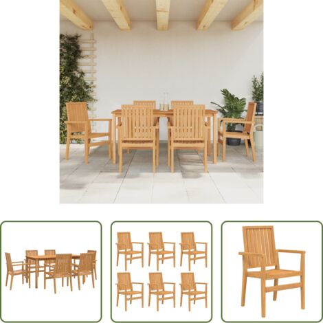 Tavolo da pranzo in legno -  Set da Pranzo da Giardino 7 pz in Legno Massello di Teak