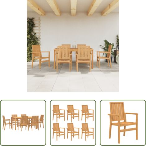 Tavolo da pranzo in legno -  Set da Pranzo da Giardino 7 pz in Legno Massello di Teak