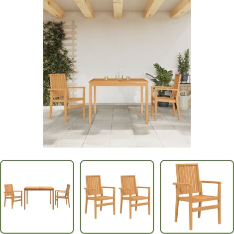 Tavolo da pranzo in legno -  Set da Pranzo per Giardino 3 pz in Legno Massello di Teak