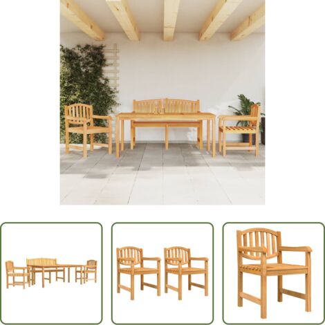 Tavolo da pranzo in legno -  Set da Pranzo per Giardino 4 pz in Legno Massello di Teak