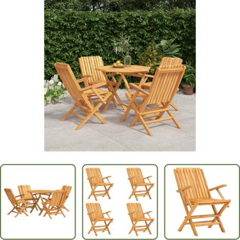 Tavolo da pranzo in legno -  Set da Pranzo per Giardino 5 pz in Legno Massello di Teak