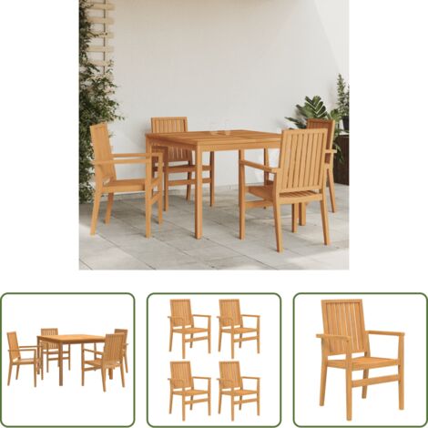 Tavolo da pranzo in legno -  Set da Pranzo per Giardino 5 pz in Legno Massello di Teak