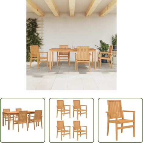 Tavolo da pranzo in legno -  Set da Pranzo per Giardino 5 pz in Legno Massello di Teak