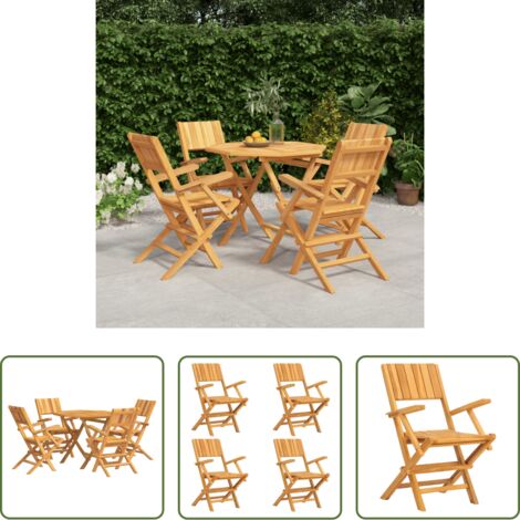 Tavolo da pranzo in legno -  Set da Pranzo per Giardino 5 pz in Legno Massello di Teak