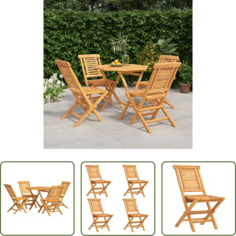 Tavolo da pranzo in legno -  Set da Pranzo per Giardino 5 pz in Legno Massello di Teak