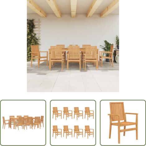 Tavolo da pranzo in legno -  Set da Pranzo per Giardino 9 pz in Legno Massello di Teak