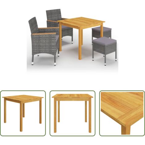 Tavolo da pranzo in legno -  Set Mobili da Pranzo per Giardino 5 pz Grigio