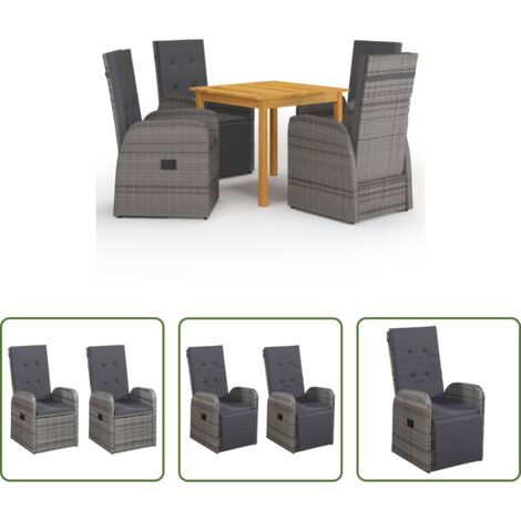 Tavolo da pranzo in legno -  Set Mobili da Pranzo per Giardino 5 pz Grigio