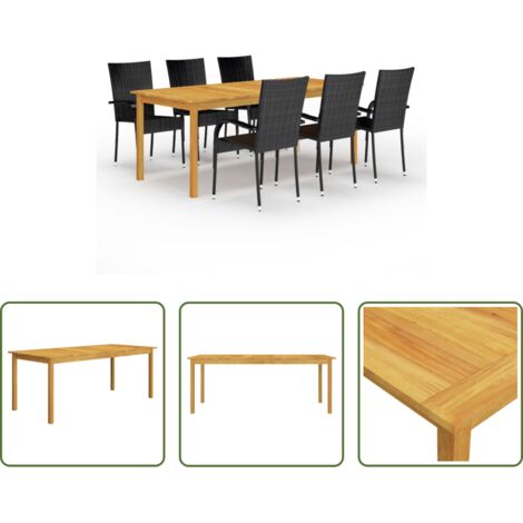 Tavolo da pranzo in legno -  Set Mobili da Pranzo per Giardino 7 pz Nero