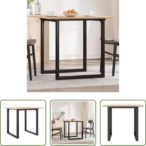 Tavolo da pranzo in legno -  Tavolo da Pranzo Telaio a O 80x80x75 cm Legno Pino e Acciaio