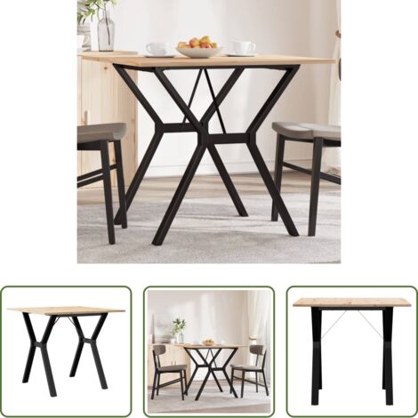 Tavolo da pranzo in legno -  Tavolo da Pranzo Telaio a Y 80x80x75 cm Legno Pino e Acciaio