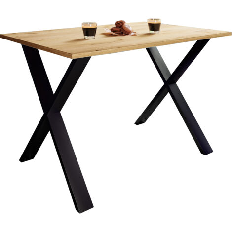 Tavolo da pranzo in legno VCM Premium  A. 76 x L. 110 x P. 50 cm  Tavolo da cucina Tavolo da pranzo Tavolo Xona X (Nero / Quercia al Miele)