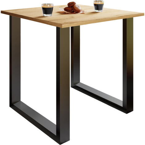 Tavolo da pranzo in legno VCM Premium  A. 76 x L. 80 x P. 50 cm  Tavolo da cucina Tavolo da pranzo Tavolo Xona U (Nero / Quercia al Miele)