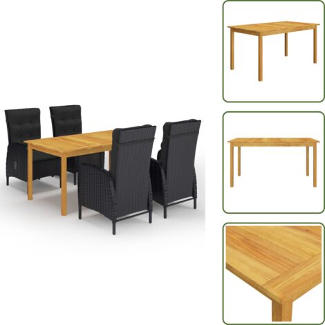 Tavolo da pranzo in legno - vidaXL Set Mobili da Pranzo per Giardino 5 pz Nero - Sedie da pranzo esterne