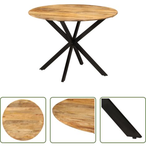 Tavolo da pranzo in mango -  Tavolo da Pranzo Ø110x78cm in Legno Massello di Mango e Acciaio