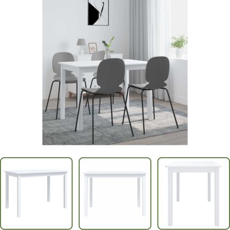 Tavolo da pranzo in MDF -  Tavolo da Pranzo Bianco 114x71x75cm in Legno Massello di Hevea