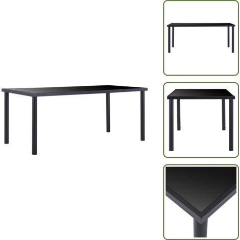 Tavolo da pranzo in metallo - vidaXL Tavolo da Pranzo Nero 180x90x75 cm in Vetro Temperato - Tavolo da pranzo all'aperto