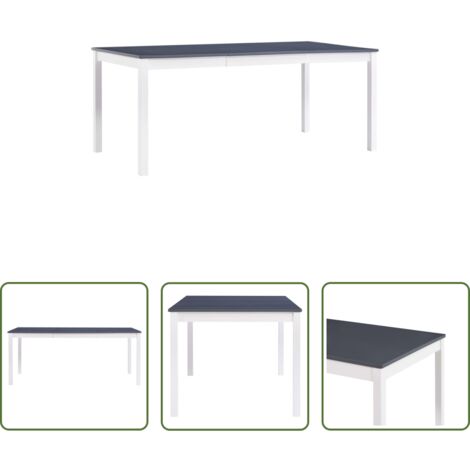 Tavolo da pranzo in pino -  Tavolo da Pranzo Bianco e Grigio 180x90x73 cm in Legno di Pino