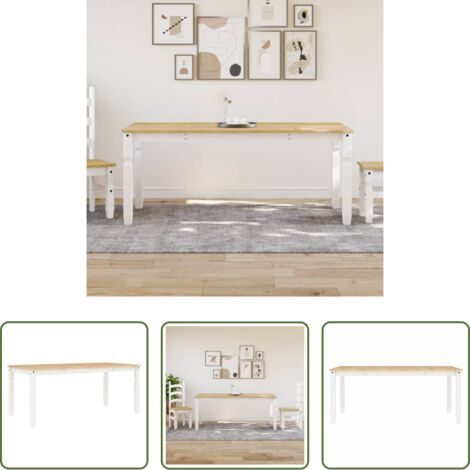 Tavolo da pranzo in pino -  Tavolo da Pranzo Corona 180x90x75 cm in Legno Massello di Pino