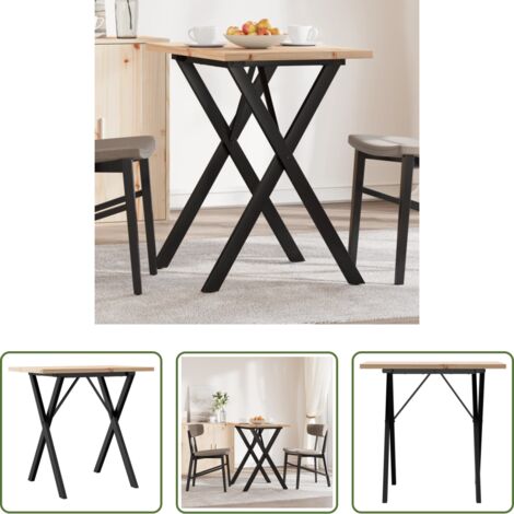 Tavolo da pranzo in pino -  Tavolo da Pranzo Telaio a X 80x50x75,5 cm Legno Pino e Acciaio