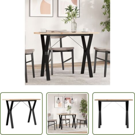Tavolo da pranzo in pino -  Tavolo da Pranzo Telaio a Y 100x50x75,5 cm Legno Pino e Acciaio