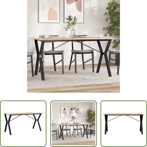 Tavolo da pranzo in pino -  Tavolo da Pranzo Telaio a Y 140x80x75 cm Legno Pino e Acciaio