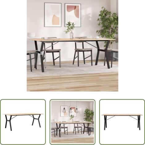 Tavolo da pranzo in pino -  Tavolo da Pranzo Telaio a Y 200x100x75 cm Legno Pino e Acciaio