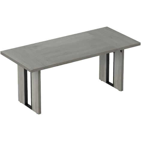 Tavolo da Pranzo in Stile Industriale 180x80x75 cm fino a 8 Persone in Legno e Acciaio Grigio