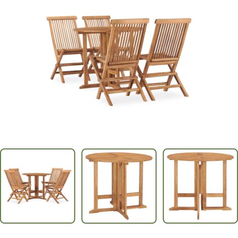 Tavolo da pranzo in teak -  Set da Pranzo da Giardino 5 pz Pieghevole in Massello di Teak
