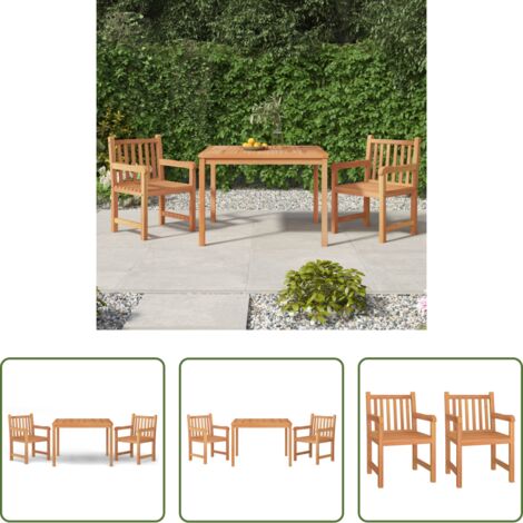 Tavolo da pranzo in teak -  Set da Pranzo per Giardino 3 pz in Legno Massello di Teak