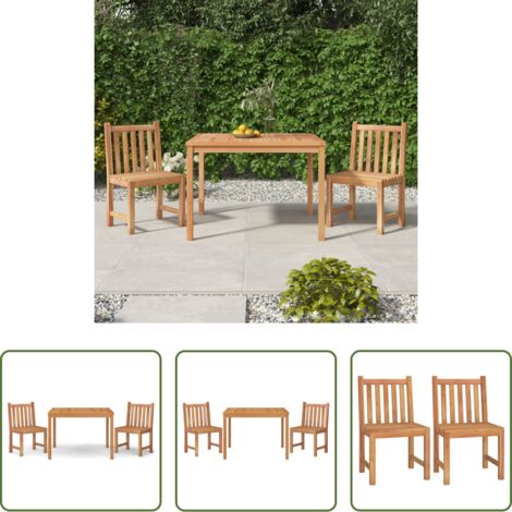 Tavolo da pranzo in teak -  Set da Pranzo per Giardino 3 pz in Legno Massello di Teak