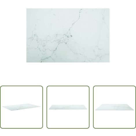 Tavolo da pranzo in vetro -  Piano Tavolo Bianco 100x62 cm 8mm Vetro Temperato Design Marmo