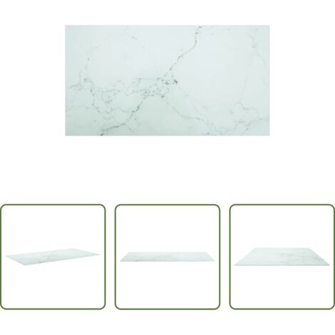 Tavolo da pranzo in vetro - Piano Tavolo Bianco 120x65 cm 8mm Vetro Temperato Design Marmo