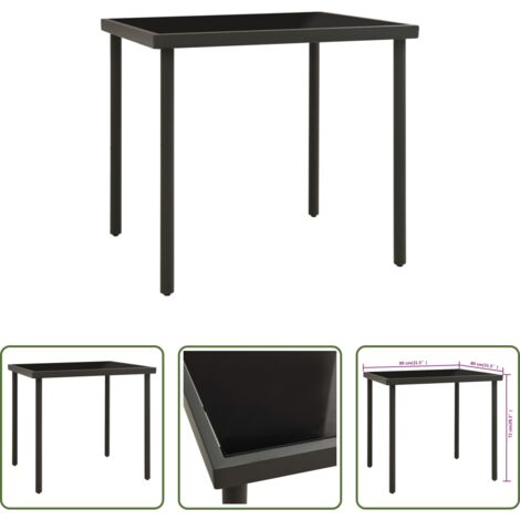 Tavolo da pranzo in vetro -  Tavolo da Pranzo per Esterni Antracite 80x80x72cm Vetro Acciaio