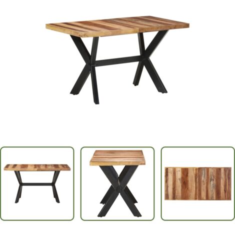 Tavolo da pranzo industriale -  Tavolo da Pranzo 140x70x75 cm Legno Massello con Finitura Ambra