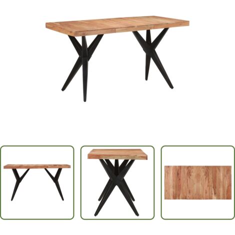 Tavolo da pranzo industriale -  Tavolo da Pranzo Nero 140x70x76 cm in Legno Massello di Acacia