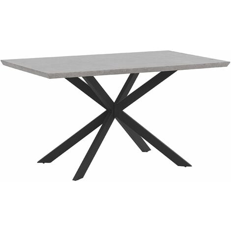 Tavolo da Pranzo Legno MDF Effetto Cemento Gambe Nere 140 x 80 cm Spectra