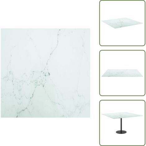 Tavolo da pranzo marmo - vidaXL Piano Tavolo Bianco 70x70 cm 6 mm Vetro Temperato Design Marmo - Tavolo in vetro bianco