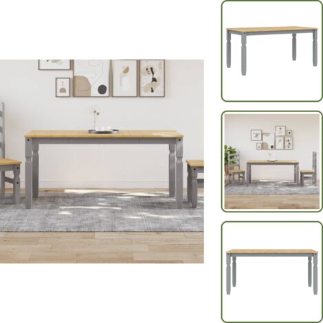 Tavolo da pranzo minimalista - vidaXL Tavolo da Pranzo Corona 160x80x75 cm in Legno Massello di Pino - Tavolo da pranzo grigio