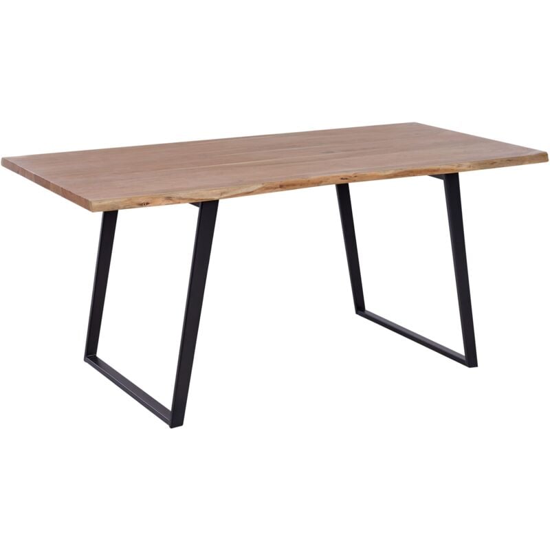 Tavolo da Pranzo Legno di Acacia Chiaro Gambe in Acciaio Nero 180 x 90 cm Jaipur