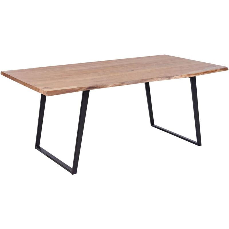 Tavolo da Pranzo Legno di Acacia Chiaro Gambe in Acciaio Nero 200 x 90 cm Jaipur