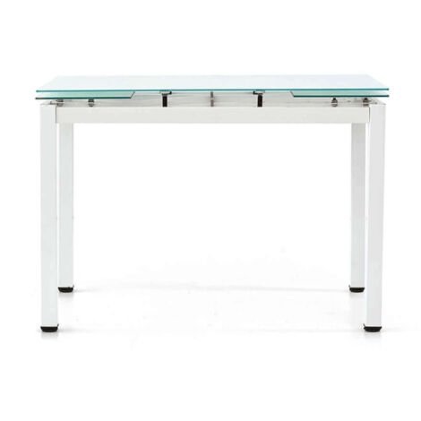 Tavolo Da Pranzo Moderno Di Design Allungabile Bianco Con Piano In Vetro 70 X 110140170 Per Interno Sala Da Pranzo Cucina